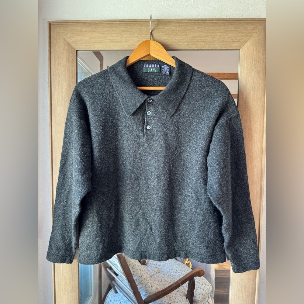 Trader Bay Collared Merino Wool blend Henley Top XL